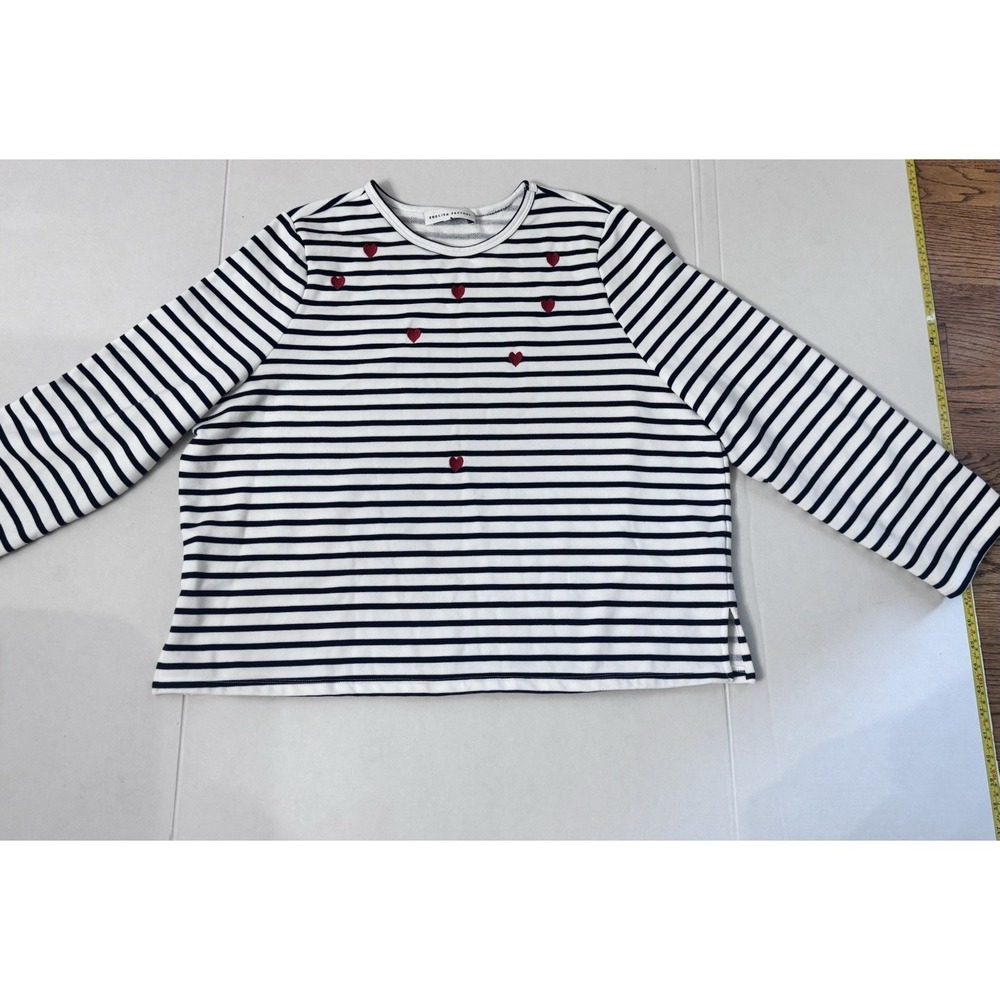 English Factory navy white Stripped cotton crew neck nautical Shirt W/ Hearts 2X